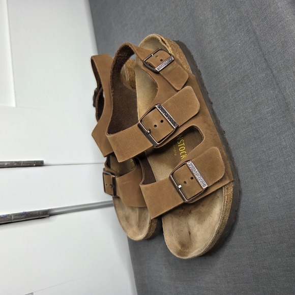 Birkenstock Women's Milano Brown Nubuck 3-Strap Sandals Size 8 US / 39 EU - Picture 5 of 12